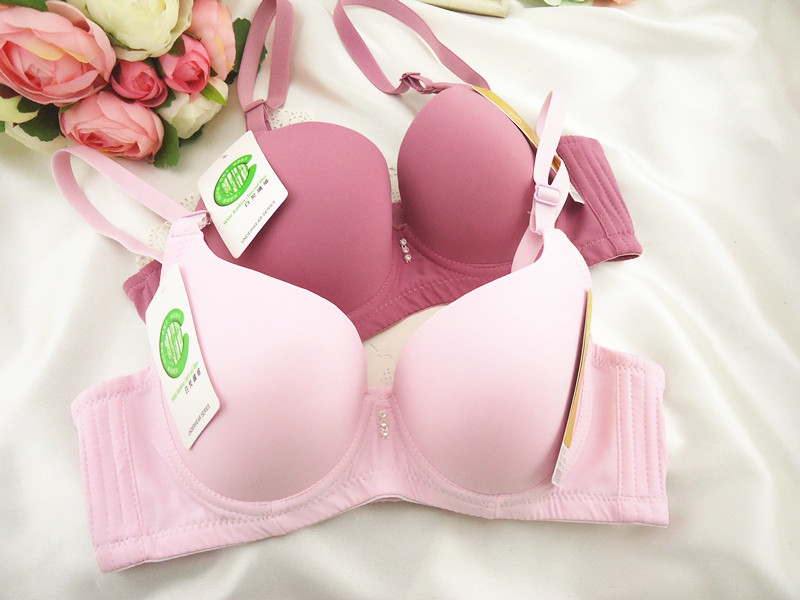 Đơn giản màu rắn ba-ngực sợi carbon trắng cotton mỏng B cup ladies bra điều chỉnh loại tập hợp các bộ sưu tập của đồ lót vú