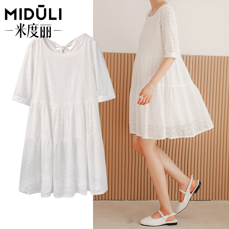 Miduli maternity dress Summer thin large size women's maternity dress Summer skirt Loose spring and summer suit