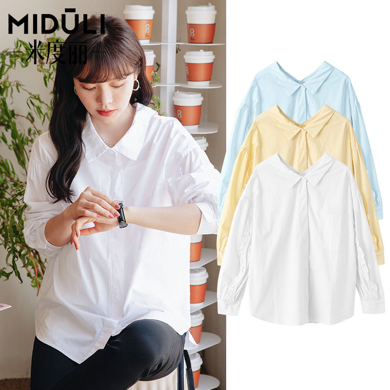 Mido Pregnancy Woman Dress Spring Dress Blouse Spring Autumn Money Pregnant Woman Shirt Spring To Work Long Sleeve Shirt Loose Dolly Shirt