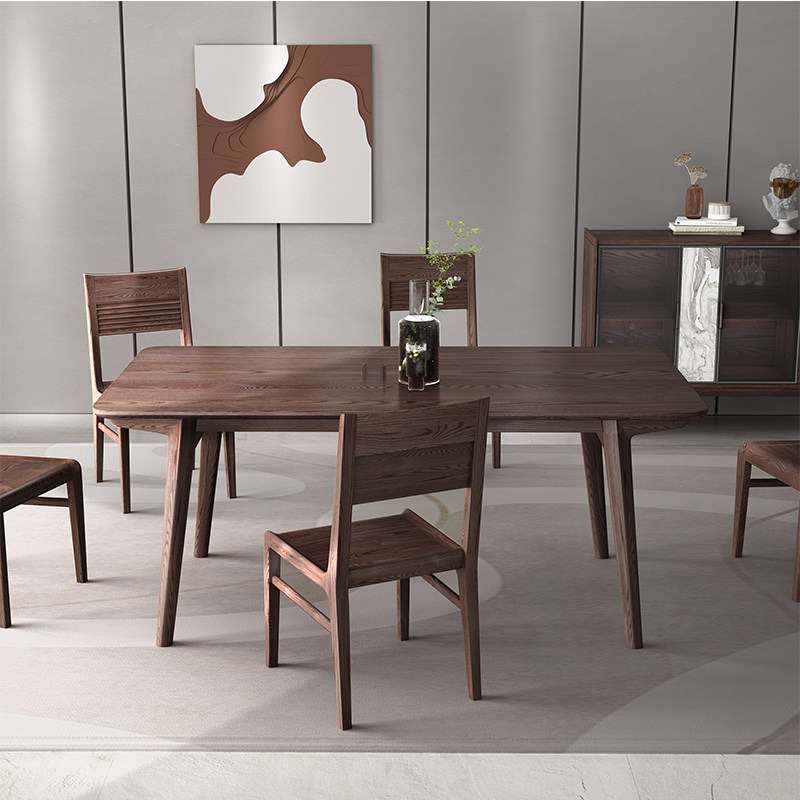 [USD 1117.68] Wood-colored, simple and solid wood table and chair ...