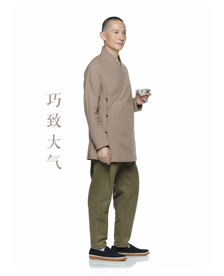 Trái tim tuyệt vời trái tim mùa xuân và mùa thu quần áo nam cải tiến ban đầu giản dị Hanfu Tang phù hợp với quần áo truyền thống quốc gia bộ đồ dân tộc