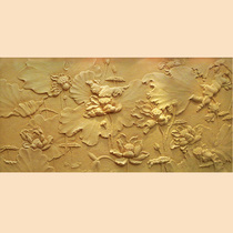Imitation sandstone relief sand rock mural villa exterior wall decoration relief front image wall Chinese lotus relief board