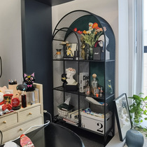 Corner floor-to-ceiling bookshelf living room against the wall Net red display Italian storage rack light luxury locker arched bookcase iron art