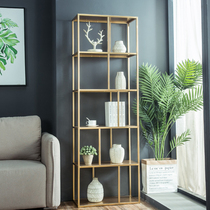 Iron gold bookshelf multi-level floor storage rack Nordic living room modern partition decorative frame bedroom metal
