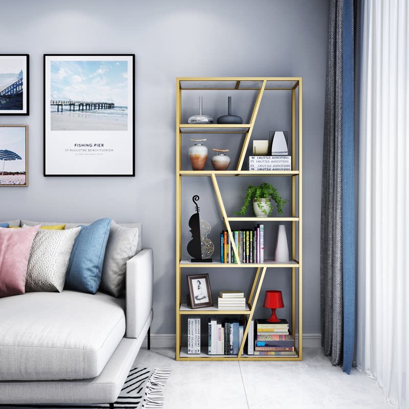 Bookcase bookshelf storage floor living room book rack bedroom iron art creative light luxury wind partition book corner