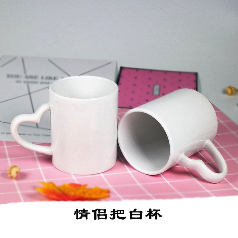Thermal transfer new ceramic water personalized custom advertising creative picture photo logo coating mark heart white cup