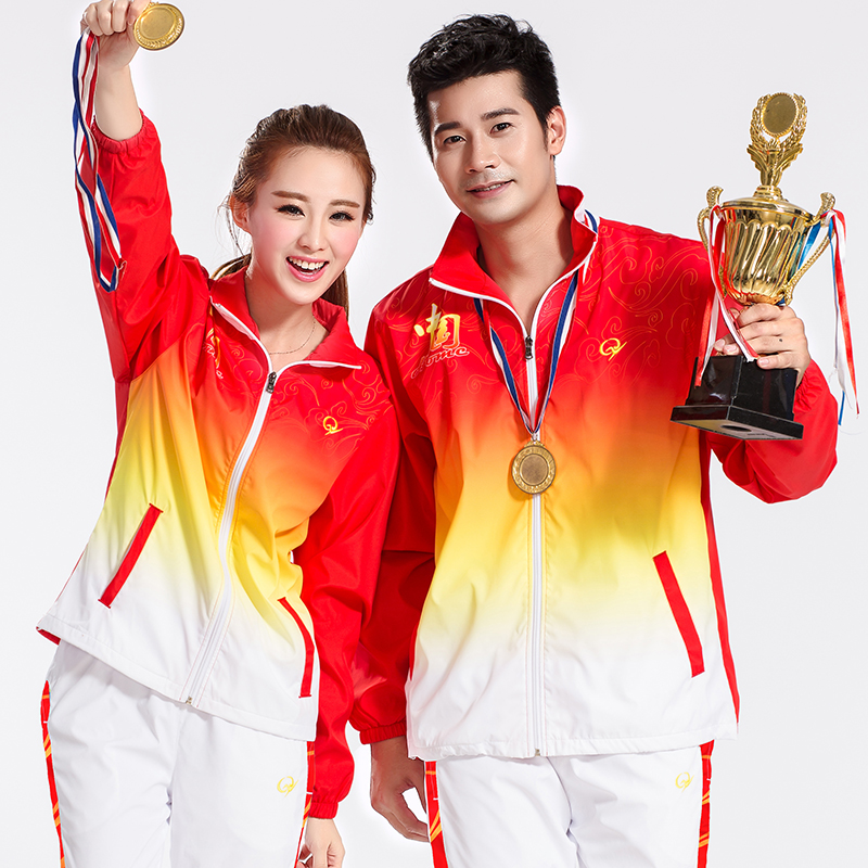 Long-sleeved badminton suit Chinese team men's and women's martial arts games jacket volleyball appearance clothes table tennis award clothes