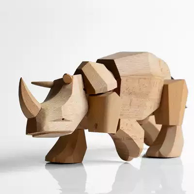 Rhino solid wood decoration wooden wooden model house home soft clothing store Foreign Trade Store Exhibition Hall decoration creative