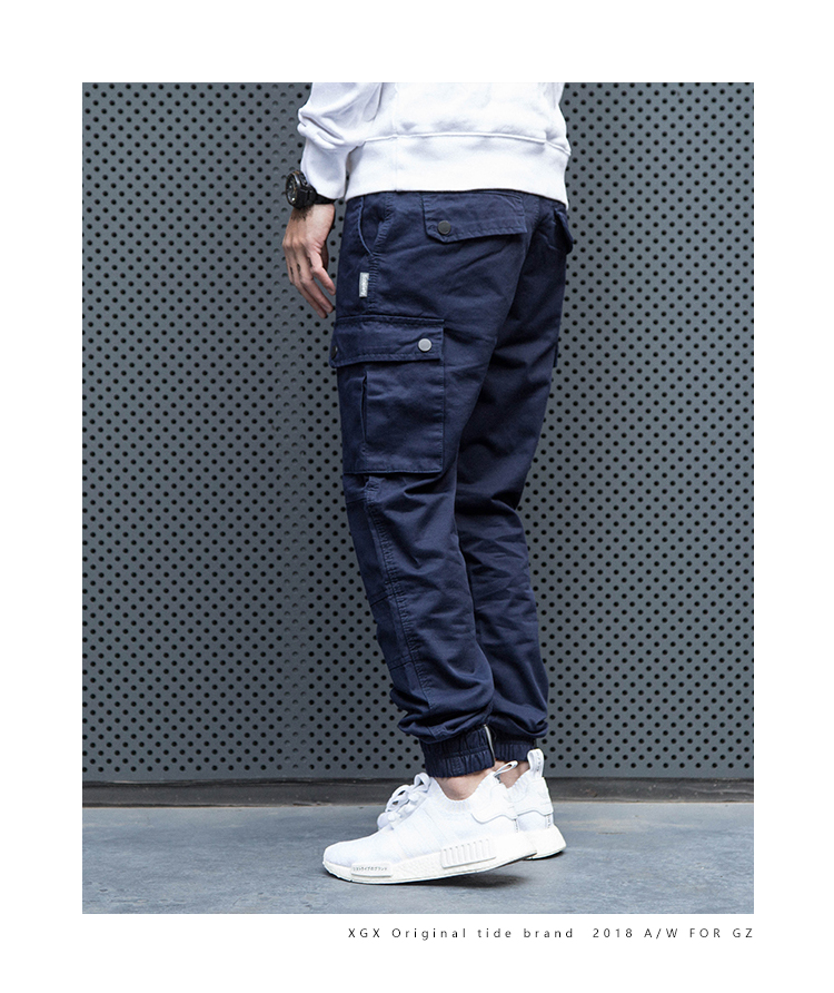 Tide thương hiệu quần ống rộng chân giản dị Yu Wenle quần đa dụng cụ quần Slim Harlan chân quần nam phiên bản Hàn Quốc của xu hướng quần giữ nhiệt nam