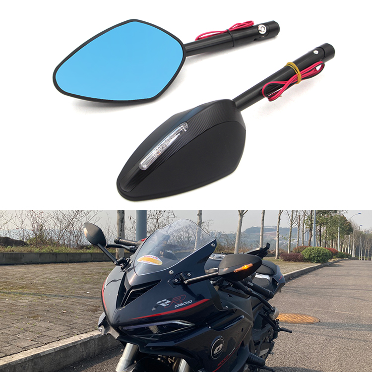 Suitable for Qianjiang Race 600 modified rearview mirror chasing 600 large field of view chasing 350 mirror with turn signal rearview mirror