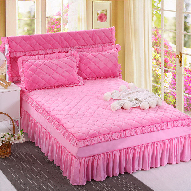 Warm flannel bed cover bed skirt single velvet thickened autumn and winter 1 8m2 0m Coral velvet Falai velvet 1 5 beds