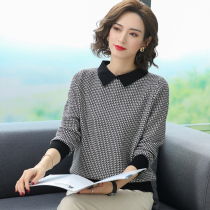 womens small collar sweater autumn winter 2021 western style all match doll collar knit bottoming shirt trendy