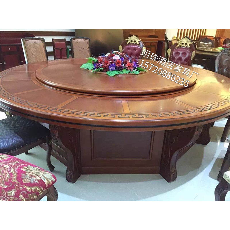 Hotel Dining Table Electric Big Round Table Hotel Round Table Solid Wood Furniture Dining Table And Chairs Combined 10-50 Round-table Factory Direct