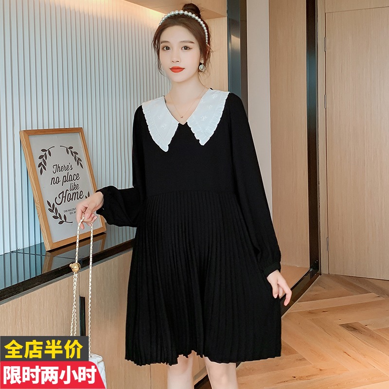 Pregnancy Woman Dress 2022 Spring Dress New Korean Version Doll Cardigan Girl Little Child Spring Autumn Senior Sensation Loose Foreign Dress