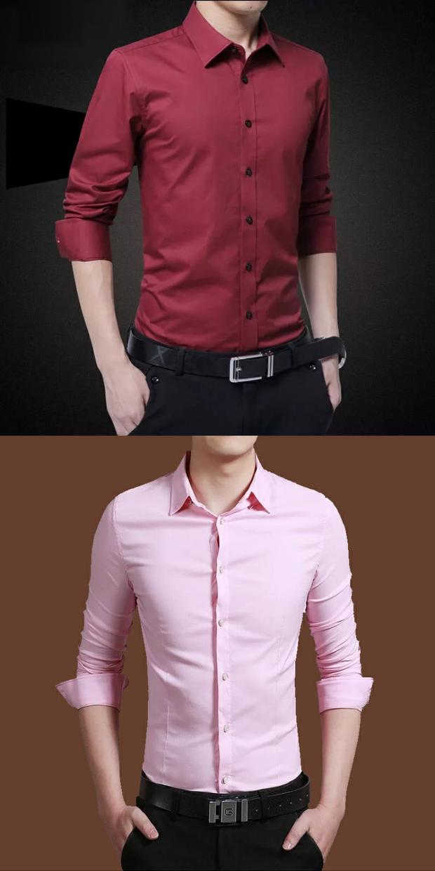 Mùa thu và mùa đông nam ấm áp cộng với áo sơ mi nhung nam dài tay dày áo trắng công sở áo sơ mi trắng nam