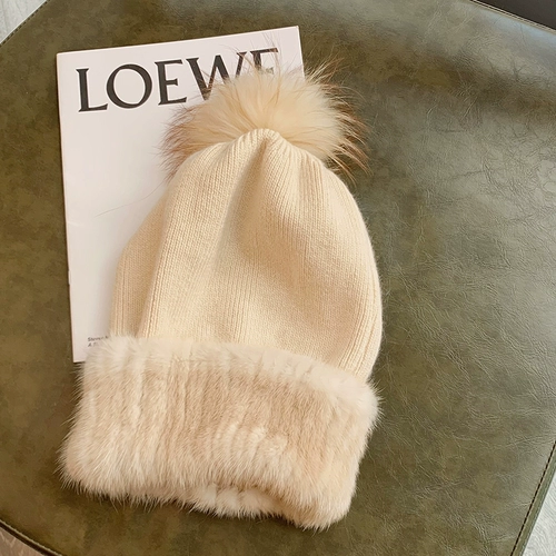 Реал Мао водяной норки кролика смешанного текстильного уша, шляпа женщина, покрытая лисой мао, зимняя и прекрасная мех зимой