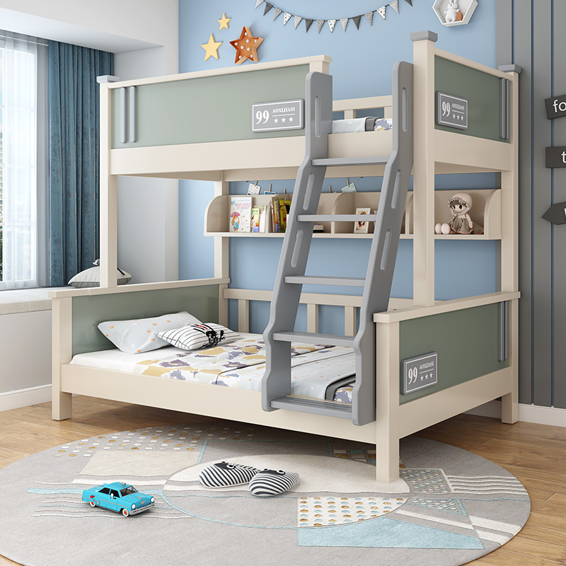 All solid wood boy two-story high and low bed children's bed multi-functional combination mother-child bed oak double-layer bunk wooden bed