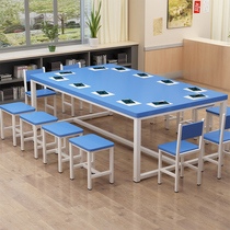 Kindergarten Elementary School Students Class Table And Chairs Tutoring Class Training Course Combination Table School Fine Arts Table Study Table Steel Wood Table