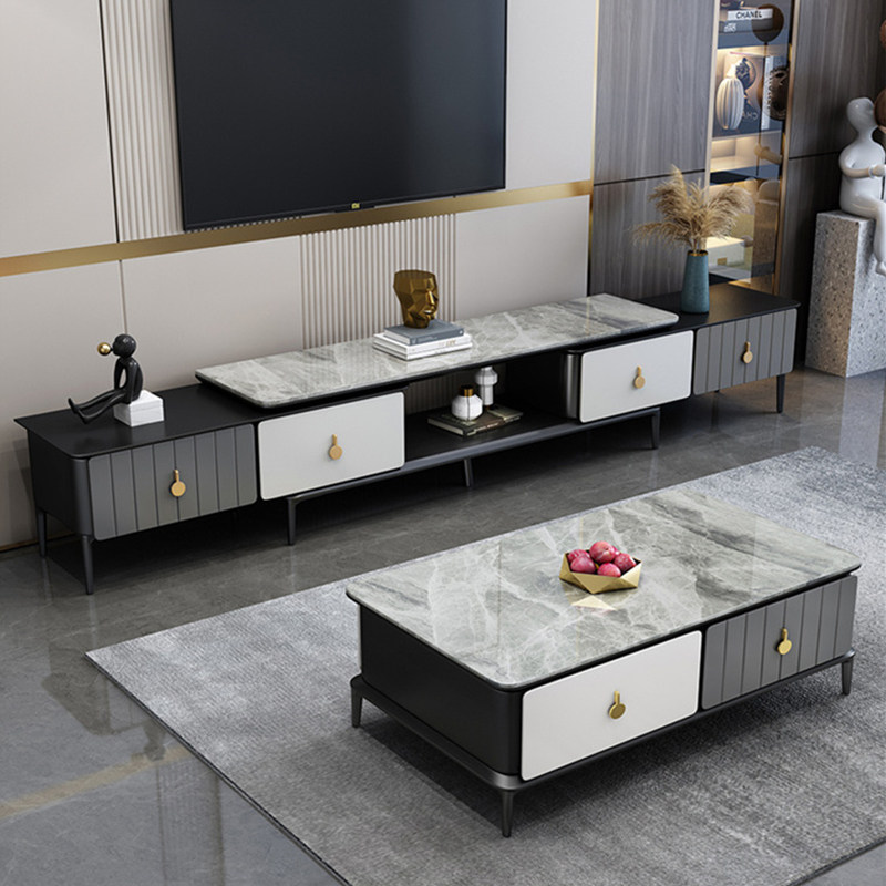 Rock plate tea table TV cabinet Composition minimalist modern light extravaganza Living room Home Small family type lockers 2021 New