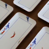 Spot (five pieces) Japan imported Arita-yaki pepper decoration rectangular plate Japanese ceramic tableware