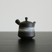 Japan imported often slippery burn Hong second-hand black mud horizontal hand small emergency beard side bubble teapot Japanese tea set