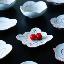 Spot Japanese original imported from the field of the field the kiln hand-painted auspicious knot white porcelain dishes snack plate snack plate.