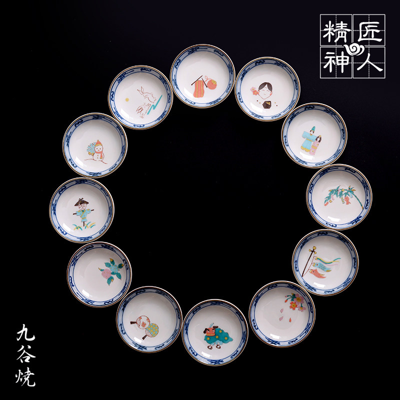 Spot Japan Imports Nine Valley Burning Hand-painted December Meals Dish Suit Upscale Wood Case Plate New Wedding Gift Box