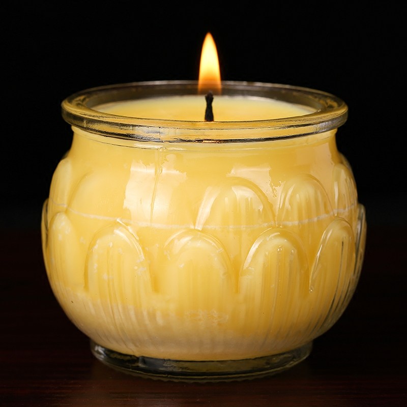 Butter lamp flat mouth 24-hour Buddha lamp lotus butter lamp Buddhist supplies Buddha hall lamp smokeless long light