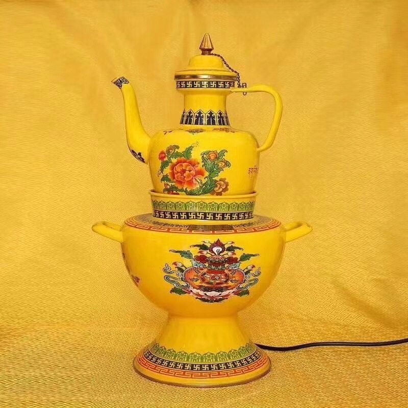 Eight Auspicious Pattern Crisp Oil Teapot Enamel Flush Teapot Quick Cooking Pot Suit Plug-in Electric Teapot