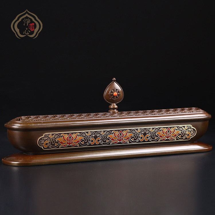 Pure copper lying incense burner Classical retro incense burner Home incense Tea Ceremony line incense burner Copper furnace 