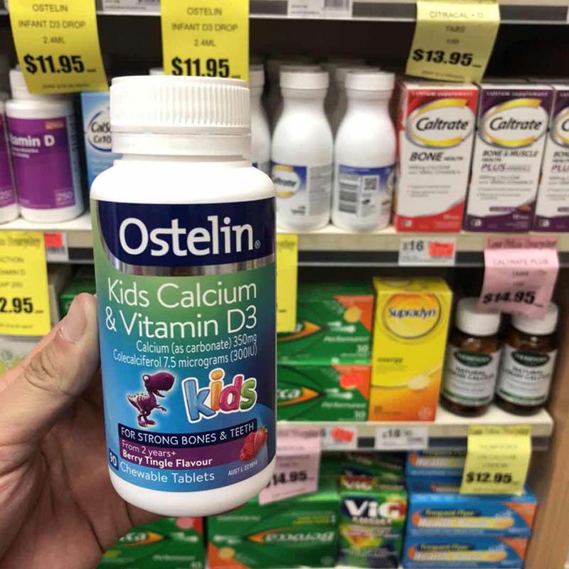 Clearing house Australia Ostelin Kids Ostling dinosaur Calcium Flake Vitamin D Chewable Tablets 90 Grain 22 8