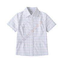 Primary School School Uniforms Academy Inlen Wind Garden Dress White Checkered White Plaid Shirt Short Sleeve Girl Blouse Wear Thin Class Clothing