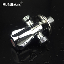 4-point three-way angle valve one in two out copper thickened hot and cold water Universal toilet valve double water outlet triangle valve