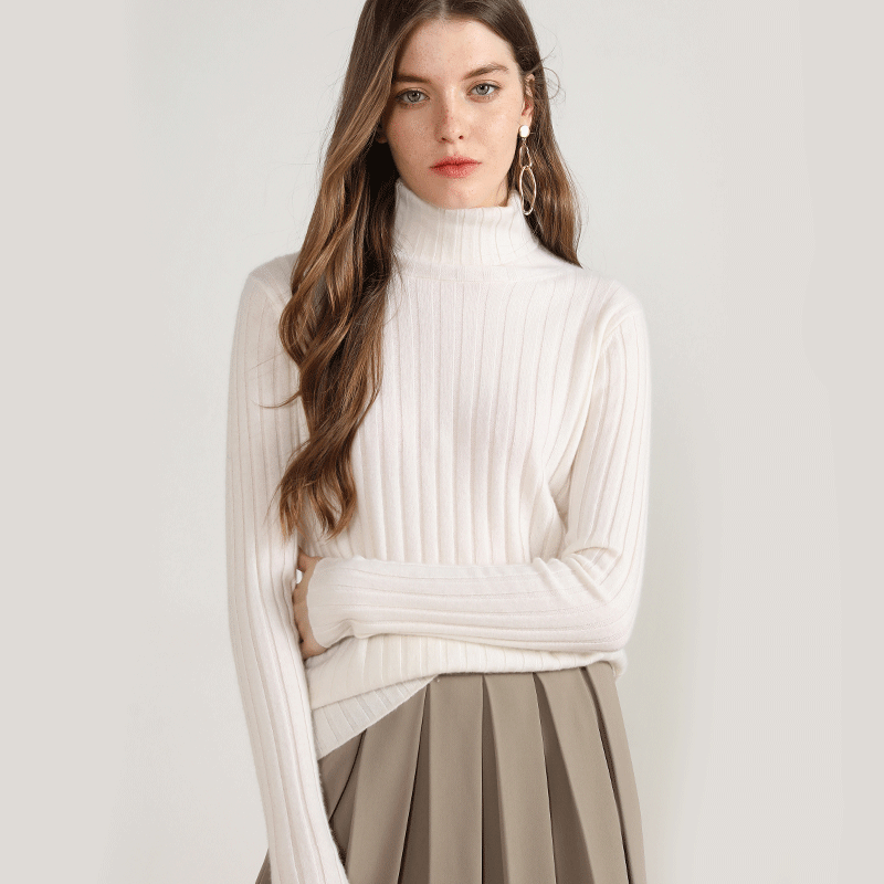 Winter Phoenix 2019 mùa đông mới cao cổ áo len cashmere của phụ nữ tinh khiết cashmere ngắn cơ thể vừa vặn đầu dệt kim đáy áo len áo len