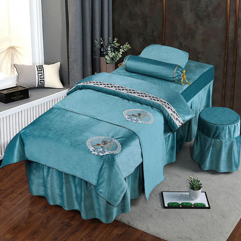 Handle Bed Cover Cover for 4 Pieces of High-end Dutch Velvet Winter Bed Wash Hair Massage Bed Heat