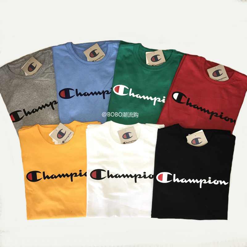 The United States Bought Back Champion's Large Logo Printed Cotton T-Shirt with Cursive Letters, Short-Sleeved Trendy Brand for Men and Women Couples The United States Bought Back Champion's Large Logo Printed Cotton T-Shirt with Cursive Letters, Short-Sleeved Trendy Brand for Men and Women Couples
