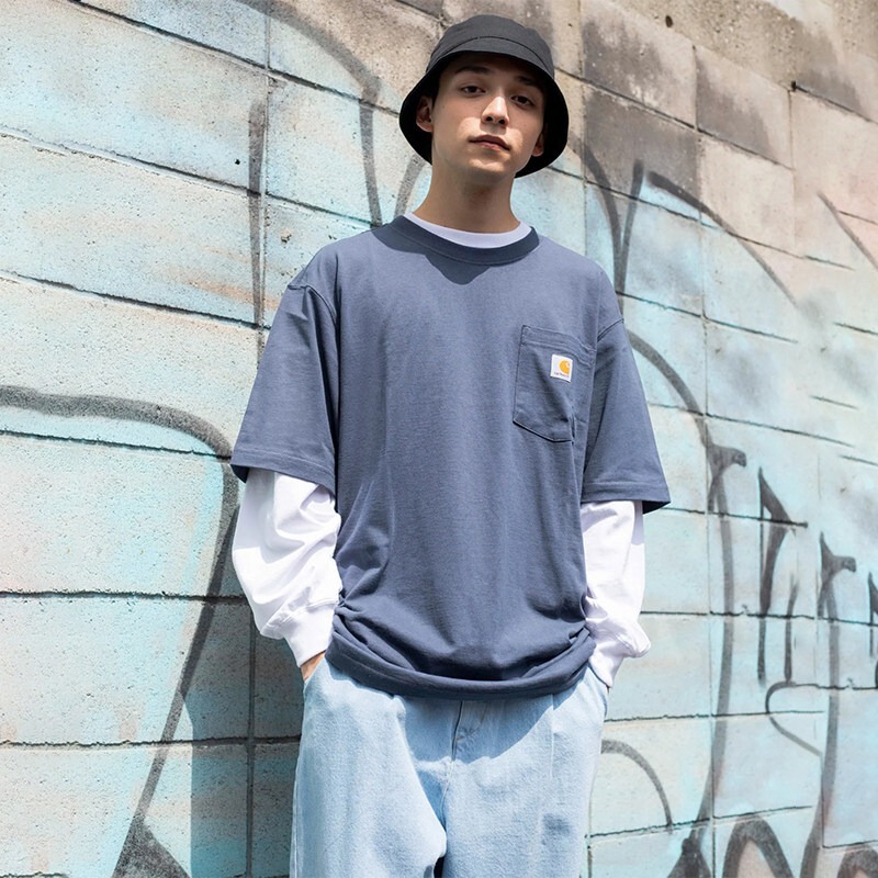 Authentic In-Stock Carhartt K87 Heavyweight Pure Cotton Pocket Loose-Fitting American Style Unisex Short-Sleeve T-Shirt, Large Size