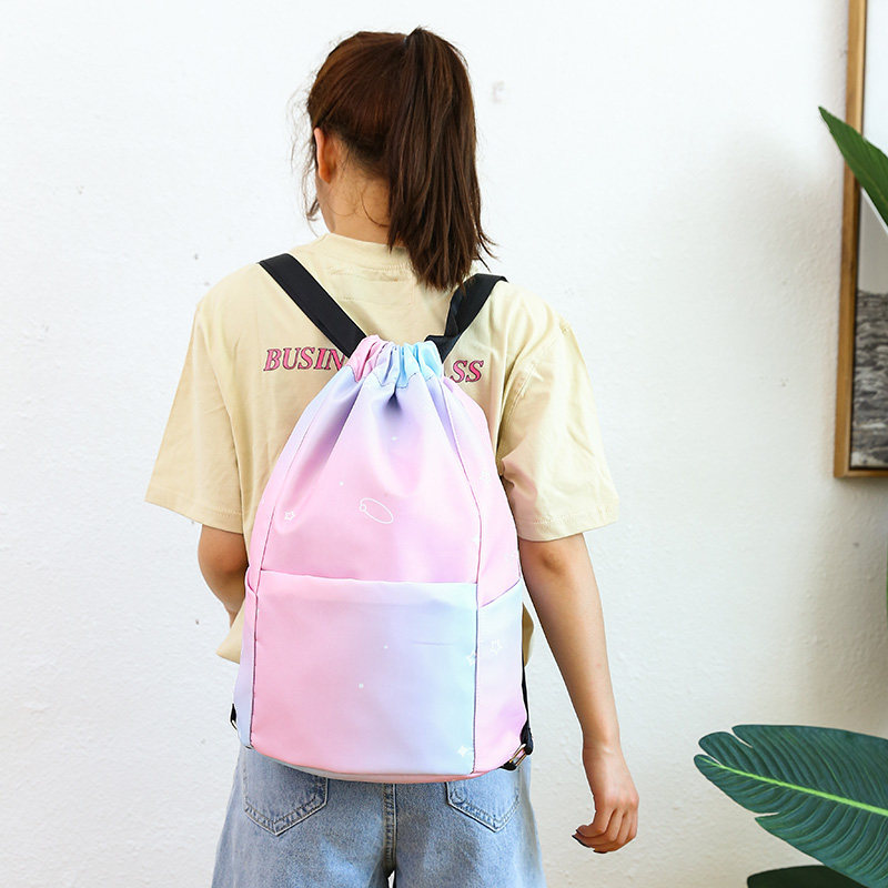 Original Beam Pocket Draw Rope Double Shoulder Bag Women 2020 Large Capacity Travel Backpack Leisure Oxford Cloth Sports Fitness Bag-Taobao