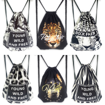 Drawstring backpack Original student travel Vintage Print Zebra BAO WEN Drawstring bag Eco-friendly shopping bag