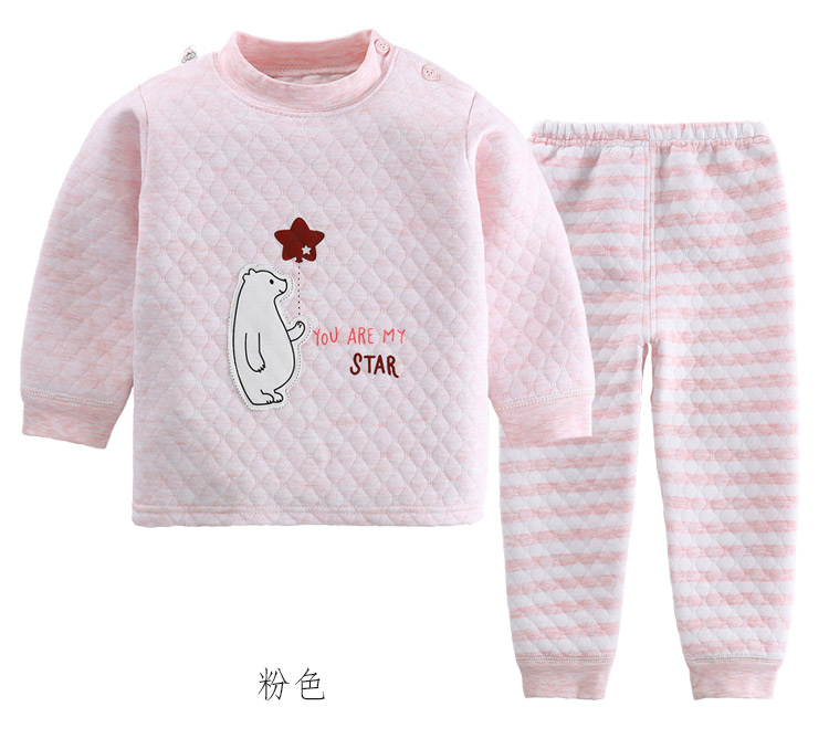 Đồ lót trẻ em quilted nhiệt bộ trẻ em mùa thu và mùa đông chàng trai mới mùa thu quần áo cotton cô gái phục vụ nhà đồ ngủ shop quần áo trẻ em gần đây