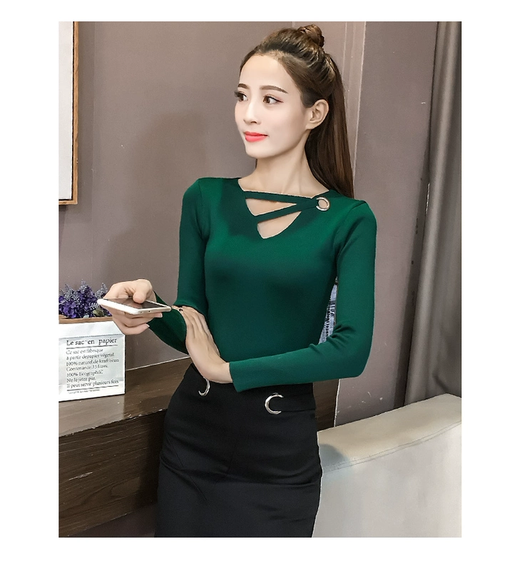 V-hàng đầu xanh đan dài tay nữ mùa hè 2019 phiên bản Hàn Quốc mới của áo len mỏng dáng xòe hoang dã