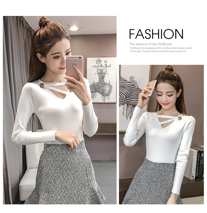 Hàng dệt kim nữ 2019 Thu mới Thời trang mới Slim Màu rắn cao cổ dài tay áo nhỏ gợi cảm áo thun đáy áo thun hàng đầu áo khoác len nữ hàn quốc