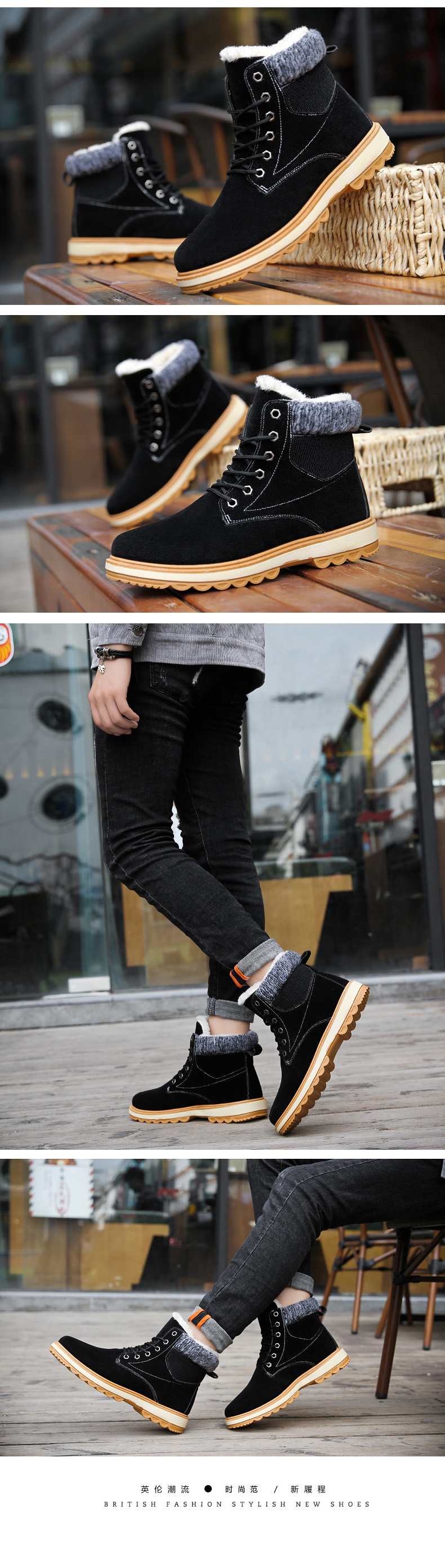 Martin giày nam mới cộng với nhung tuyết ủng Anh retro mùa đông cotton ủng thủy triều giúp dụng cụ sa mạc các loại giày cao cổ nam