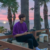 2023 summer short-sleeved T-shirt mens trend ins loose half-sleeved t solid color Korean version handsome bottoming body shirt men