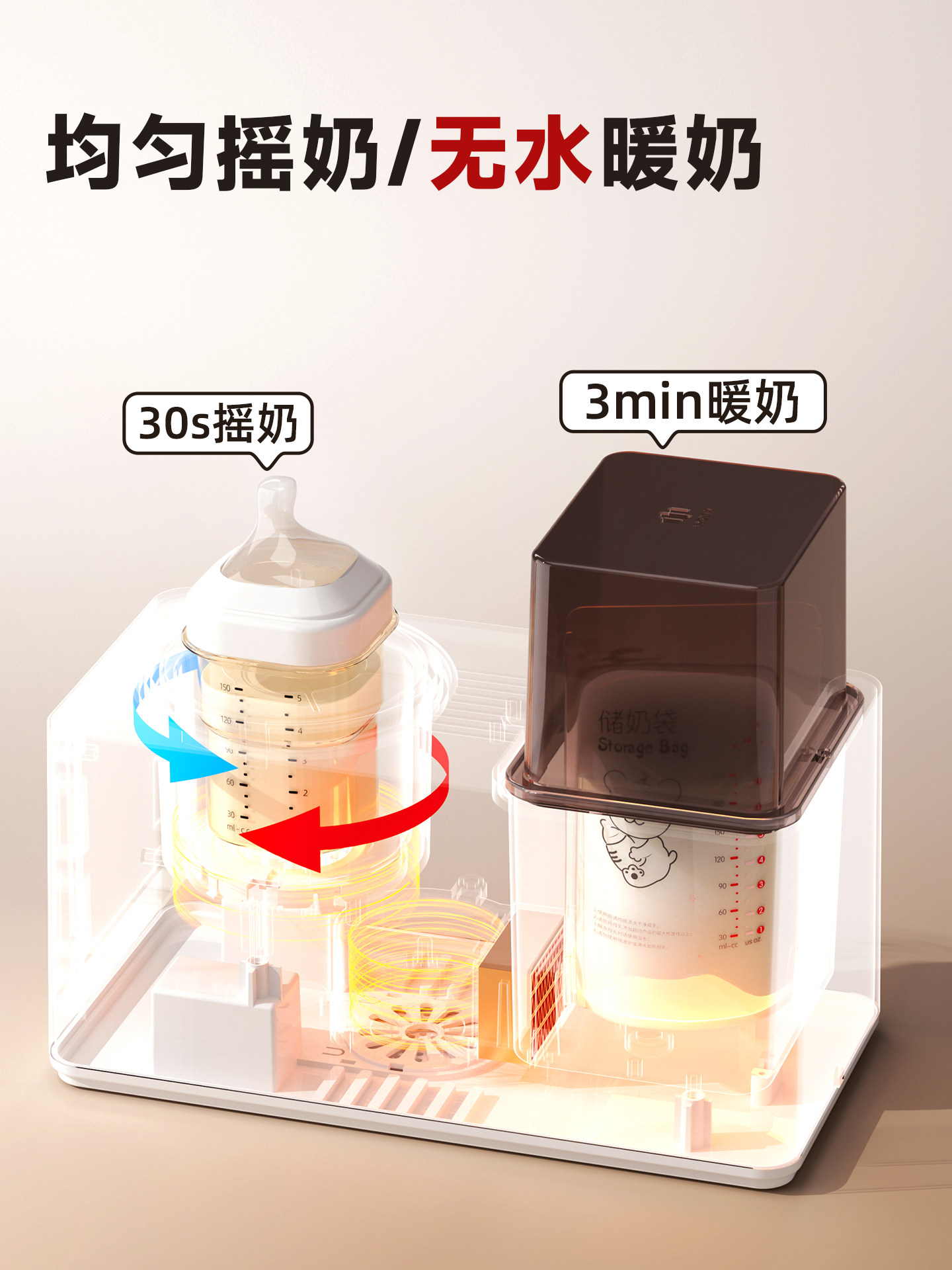 Milk Shaker, Milk Warmer, Two-In-One Sterilizer, Milk Warmer, Fully Automatic Silent Baby Milk Powder Mixing Device