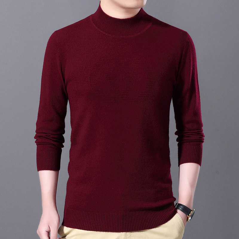 Hengyuan Xiang Sheep Sweatshirt Man Han Version Trend Winter Thin and semi-high neckline head middle aged knitted sweater male thickened