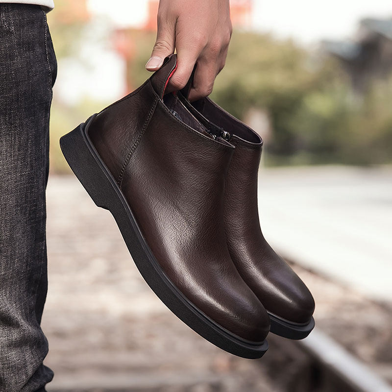 Winter new Martin boots men's high leather Chelsea boots British style wild Korean version of the trend in the short boots