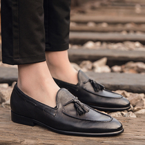 Leather breathable Doudou shoes mens Korean version of the trend summer pedal casual shoes British mens business loafers