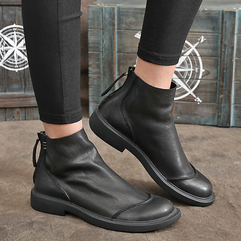 Martin boots men's leather short boots British style trendy Chelsea boots winter cowhide trendy boots men's high-top leather shoes