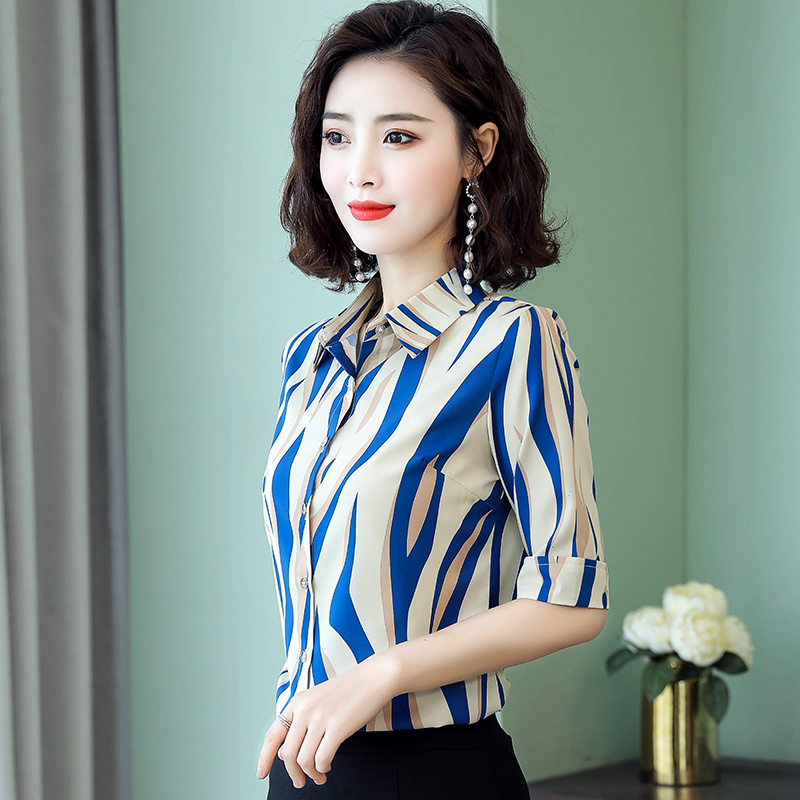 Snowspun Flowers Shirt Woman Long Sleeve Crushed Flower Shirt 2021 Spring Autumn New 70% Middle Sleeve Blouse Short Sleeve Summer